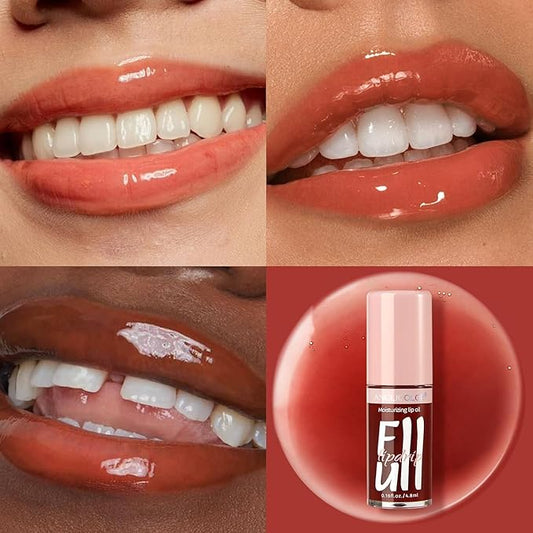 2PC Lip Oil and Metallic Glitter Pink Lipstick,Natural Lip Plumper,Fruit Flavoured Lip Oil,For Dry Lip's Moisturizing Hydrating,Vegan & Cruelty-free (13 Artemis+15)