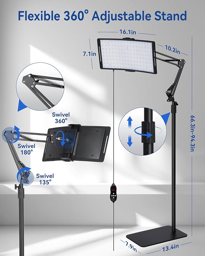 KingPavonini Red Light Therapy for Body, 2-in-1 Red Light Therapy Lamp Convertible to Wearable Belt, 9 Modes, 660nm Red & 850nm Infrared Light Therapy for Face Back Waist Knee, Mucsle Recovery