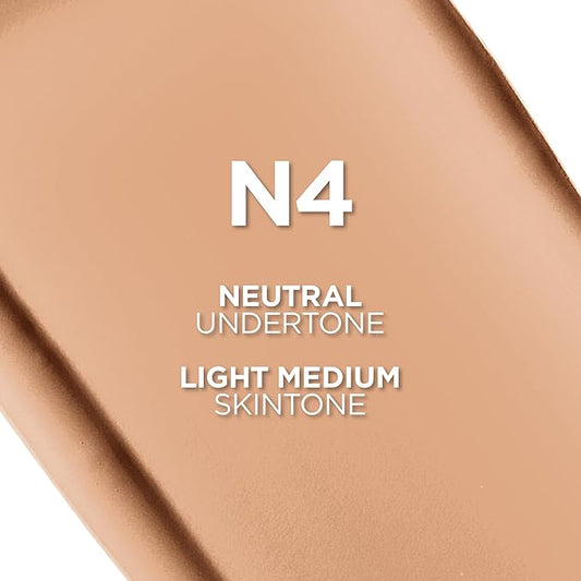 L'Oreal Paris True Match Super-Blendable Foundation, Medium Coverage Liquid Foundation Makeup, N4, Light Medium, 1 Fl Oz