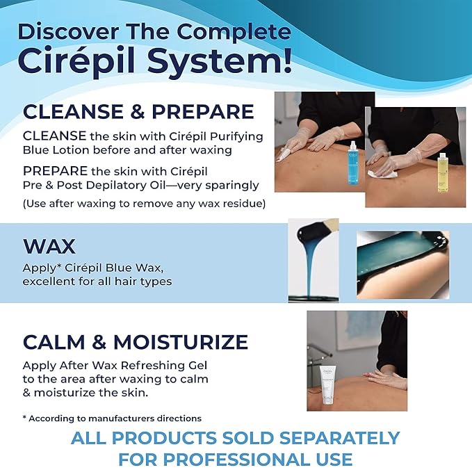 Cirepil - Blue - 400g / 14.11 oz Hard Wax Beads Bag - Face & Body Wax, Unscented & No Strip Needed - Perfect for Sensitive Skin & Brazilian Waxing - Fluid Gel Texture, Easy Hair-Removal