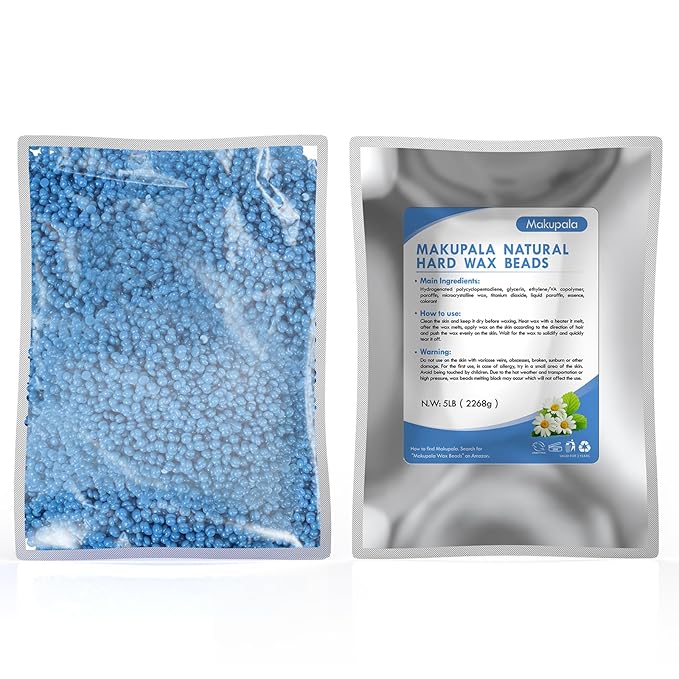 5lb Hard Wax Beads Jumbo Bulk Bag - Blue Stripless Wax Bean Refill for Professional Commercial Salon & At-Home Use, Full Body Hair Removal (Brazilian, Bikini, Face, Underarm, Legs), For Sensitive Skin