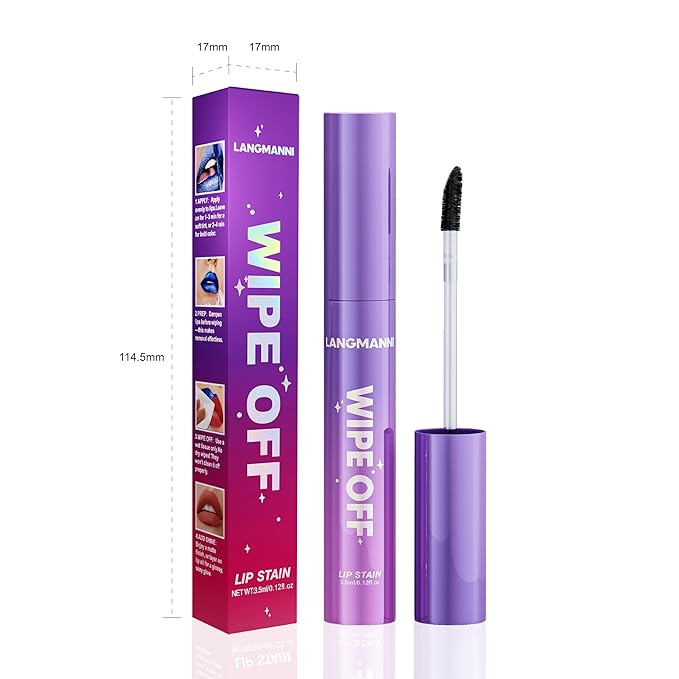 Jolilab Lip Stain Masque,Wipe Off Lip Tint,Waterproof,Transfer proof,Highly Pigmented,Ultra Long Lasting Lip Stain Peel off Makeup With Matte finish for All-day Wear.(#01+#02)