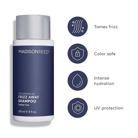 Madison Reed ColorSolve Frizz Away Shampoo, Anti-Frizz Shampoo For Unruly Hair, Tame And Smooth Wavy, Curly Or Coily Hair, Sulfate-Free, Protects Color From Fading - 8 Fl Oz (235 Ml)