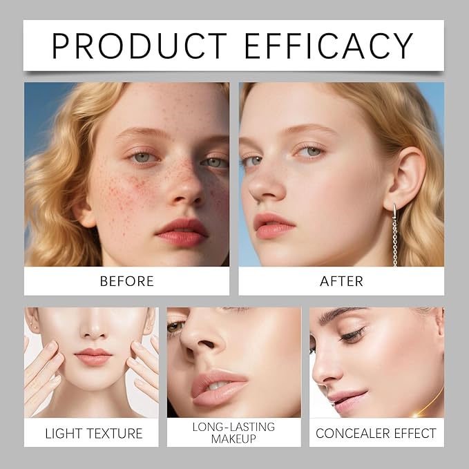 Makeup Foundation for Older Women, 2026 New Mushroom Head Air Cushion CC Cream - BB Cream Foundation Makeup Moisturizing Concealer Lightweight Long-Lasting Full Coverage, Evens Skin Tone (Dark)