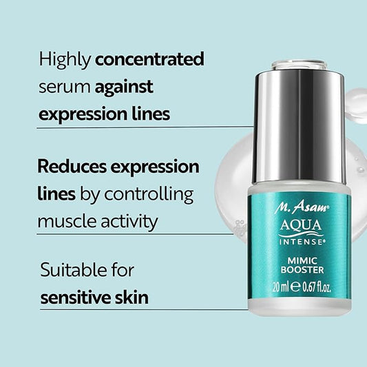 M. Asam AQUA INTENSE Mimic Booster Serum (0.67 Fl Oz) – Facial moisturizer with hyaluronic acid & high-tech peptide for targeted smoothing of expression lines, fragnance-free and vegan