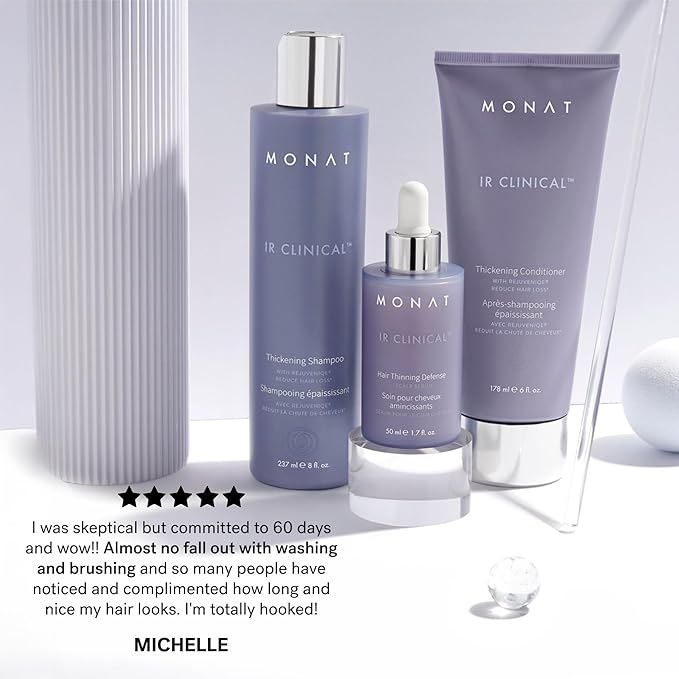 MONAT IR Clinical System – Complete Hair Care Restoration Kit with Thickening Shampoo, Conditioner & Thinning Defense Serum – Strengthens, Protects, & Revives Hair for Thicker, Fuller-Looking Results