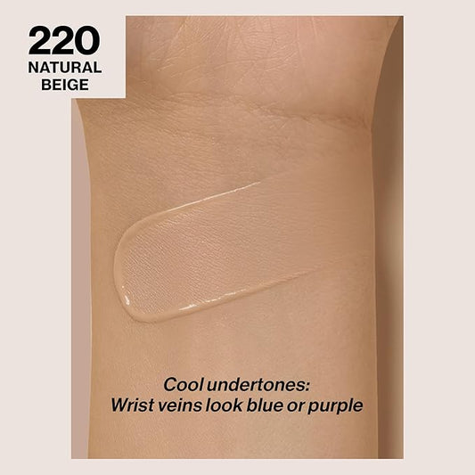 Revlon Liquid Foundation, ColorStay Face Makeup for Combination & Oily Skin, SPF 15, Medium-Full Coverage with Matte Finish, 220 Natural Beige, 1 Fl Oz