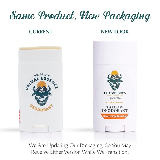 Tallow Deodorant for Men and Women – Extra Strength Aluminum-Free with Beef Tallow, Baking Soda, Beeswax, Coconut Oil and Mango Butter – Sweet Orange Bergamot Deodorant, 3 oz