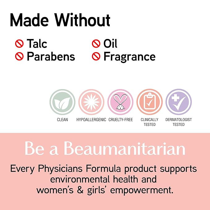 Physicians Formula Mineral Wear Talc-Free Airbrushing Pressed Powder, Full Coverage Mineral Face Powder for Sensitive Skin – Translucent