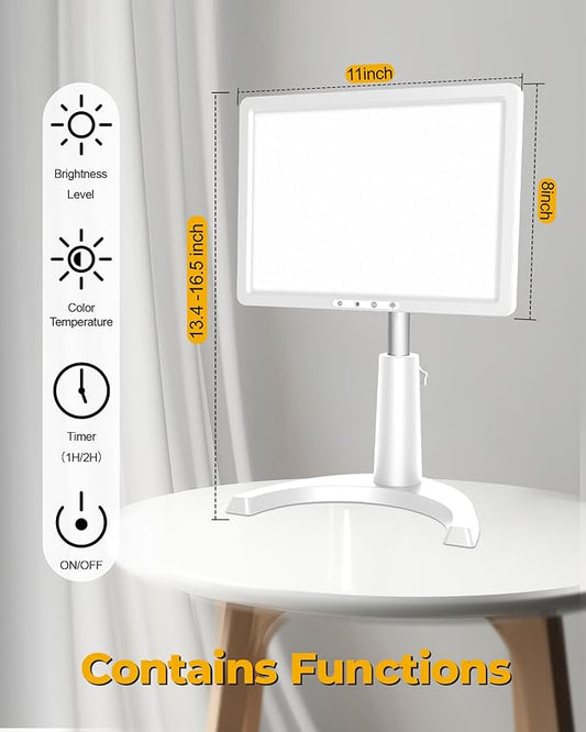Light Therapy Lamp, 12000 Lux Full Spectum LED Sun Therapy Light with 3 in 1 Mount, Adjustable 10 Brightness/5 Color/Timer/Memory