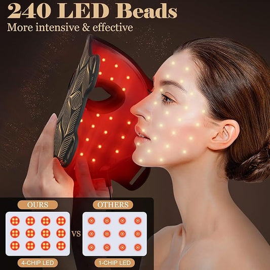 Red Light Therapy for Face, 7+1 Colors LED Face Mask Light Therapy with 850NM Near-infrared, Portable Rechargeable Red Light Therapy Mask Skin Care Device at Home and Travel for Anti-Aging, Black