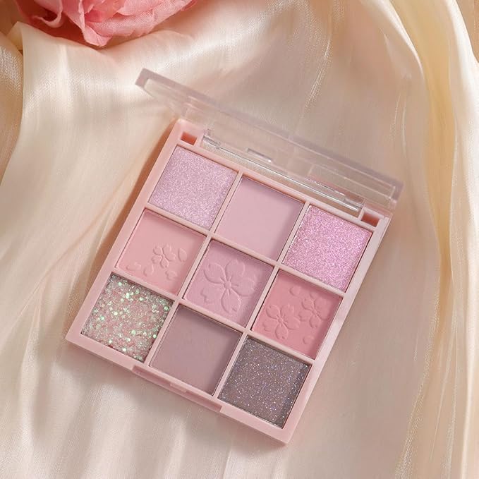 Light Pink Eyeshadow Palette,Neutral Nude Powder Eye Shadow for Older Women,Natural Long Lasting Naturing-Looking Pink Makeup Palette,Talc,Paraben Vegan & Cruelty Free