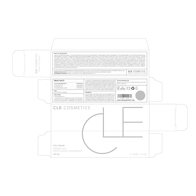 CLE Cosmetics CCC Cream (Cool Medium Deep 306 / SPF 50) - Color Correcting With Sunscreen - Lightweight, Hydrating Foundation - BB & CC Hybrid - Light to Medium Coverage - 1 fl oz