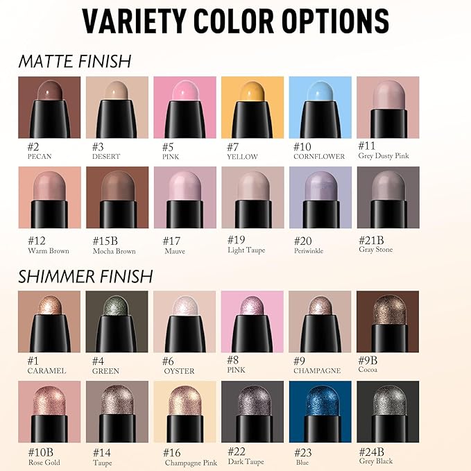 Rose Gold Shimmer Eyeshadow Stick, Waterproof Cream Eye Shadow Pencil Long-Lasting Crease-Proof Glitter Eyeshadow Crayon Smooth High Pigmented Highlighter Neutral Eye Shadow Liner Makeup