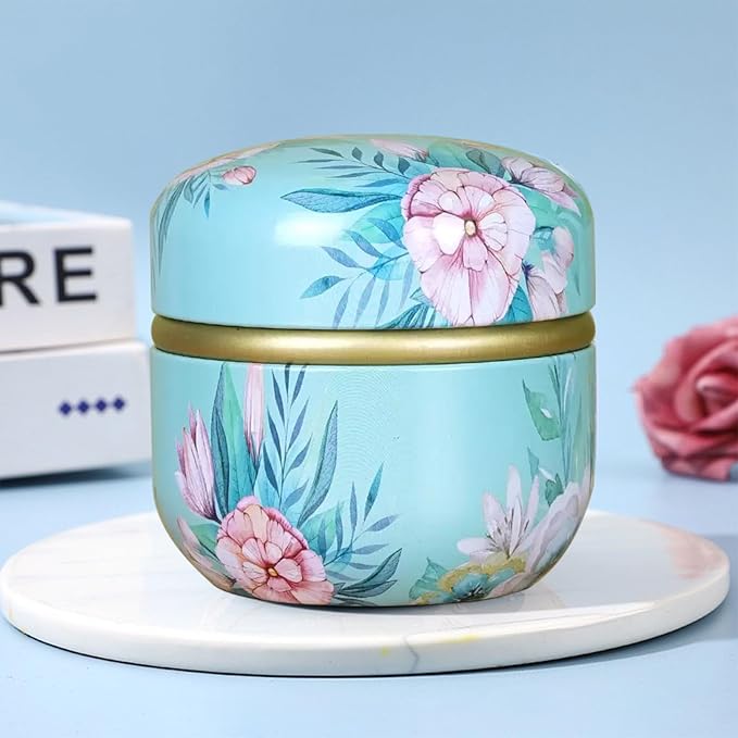 Body Powder Puff and Container for Dusting Powder, Women Powder Puff and Powder Case for Bath and Travel (Peony)