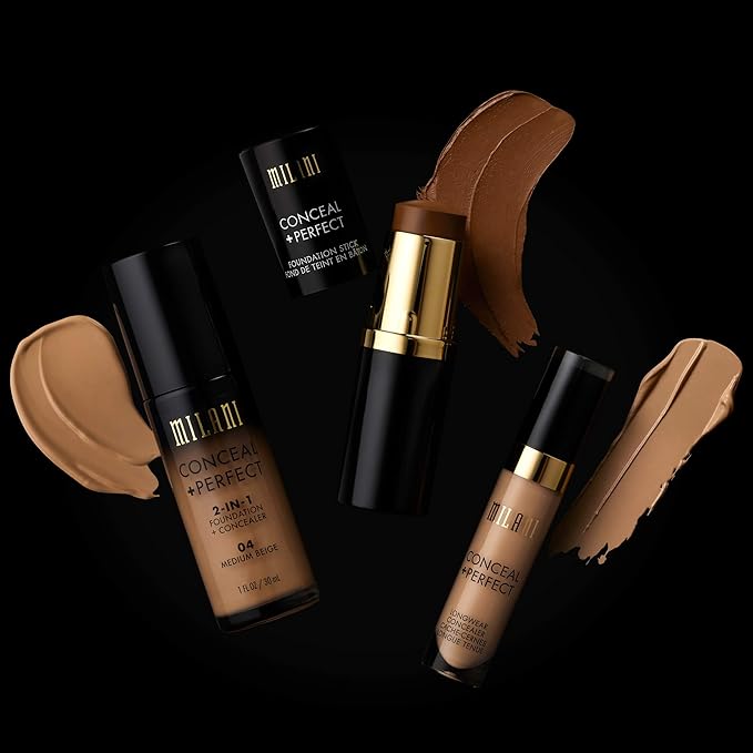 Milani Conceal + Perfect 2-in-1 Foundation + Concealer for a Flawless Complexion, Under Eye Corrector, Cover Redness and Imperfections, Waterproof and Sweatproof - Nude