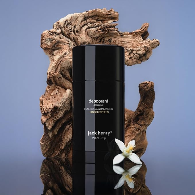 Jack Henry Natural Deodorant for Men & Women, Hinoki Cypress Scent, Aluminum Free Deodorant with Shea Butter, Probiotics, Vegan Plant Based, Long Lasting, Baking Soda Free with Coconut MCT, 2.65 oz