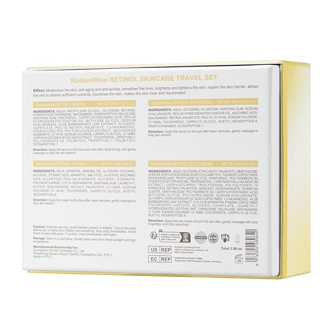 Retinol Skincare Travel Kit - Mini Facial Care Set,Travel Skincare Set with Essence, Cream & Eye Treatment | Hydrating Age-Defying Routine, Vacation-Ready Skincare Gifts