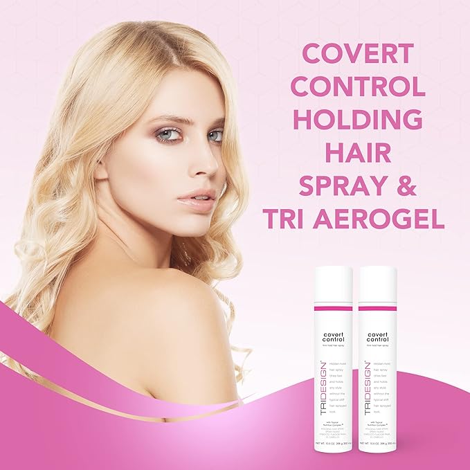 TRI Design Covert Control - Fast-Drying Hairspray for Women & Men, Aerosol Strong Hold Setting Spray, Hair Products, 2 Pack of 10.5 Oz