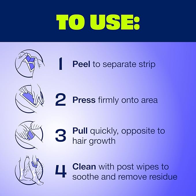 Nair Sensitive Hair Remover Mess-Free Wax Ready Strips, Legs and Body Easy Hair Removal Wax Strips for Sensitive Skin, Chamomile Extract, Dermatologist Tested, Plus 6 Post Wipes, 40 Count (Pack of 2)