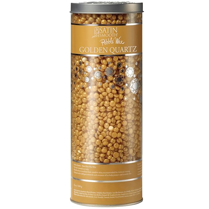 Satin Smooth Hard Wax Beads for Hair Removal – Wax Beads for Sensitive Skin, Face, Bikini, & Brazilian Waxing, Golden Quartz Pebbles, 23oz