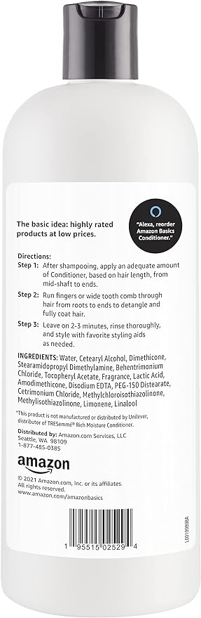 Amazon Basics Conditioner, 28 Fluid Ounce | Moisture Rich | Pack of 2