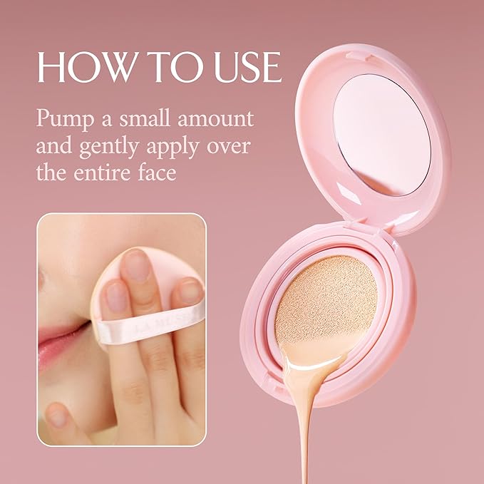 LA MUSE Glow Cushion Foundation No.20 Pure Ivory | Matches Your Skin Tone Perfectly | 65% Hyaluronic Acid Formula Moisturizes Dry Skin | Natural Radiant Glow, Smooth Texture | Light to Medium Coverage