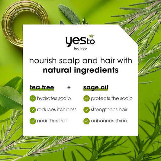 Yes To Tea Tree Scalp Relief Shampoo, pH Balancing Formula To Calm Dry Itchy Scalp While Moisturizing & Nourishing Hair, With Tea Tree & Sage Oil, Natural, Vegan & Cruelty Free, 12 Fl Oz 2PK