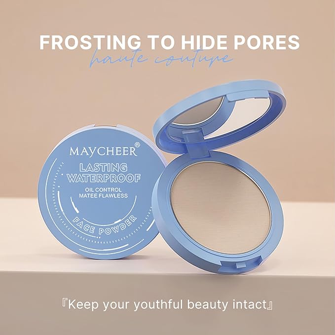 Maycheer Face Powder, Maycheer Setting Powder, Lasting Waterproof Oil Absorbing Pressed Powders Compact for Face (03# DARK COMPLEXION)