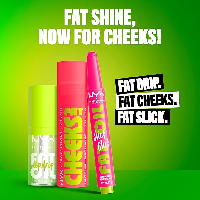 NYX PROFESSIONAL MAKEUP Fat Cheeks Liquid Blush, Buildable, Dewy Blush with Long-Lasting 12HR Wear - Bouncin Berry (Bright Watermelon)