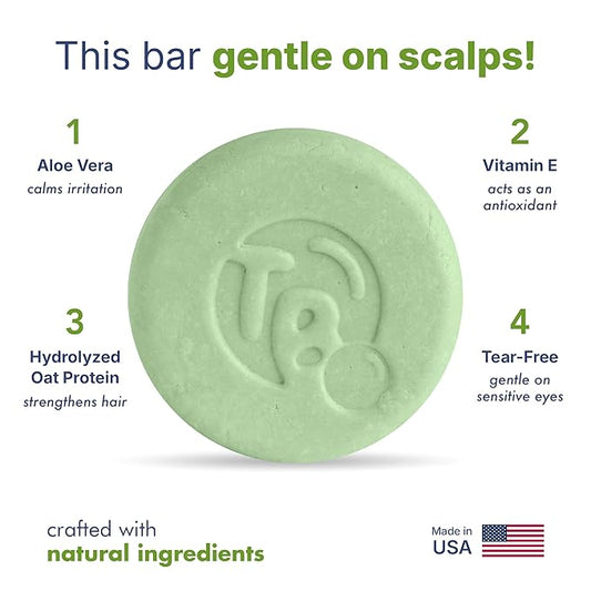 Tree Bottle Hydrolyzed Oat Protein + Aloe Vera Shampoo Bar for Kids – Gentle & Nourishing for Sensitive Scalps - Natural, Tear-Free, Sulfate & Paraben-Free - Made in USA - 4.5oz