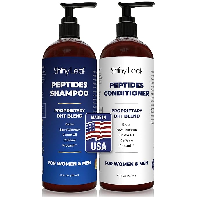 Anti-Thinning Peptide Shampoo and Conditioner – Sulfate Free Thickening Hair Fromula with Biotin, Caffeine & Saw Palmetto for Women & Men, Safe for Color-Treated And All Hair Types, 16 fl.oz Each