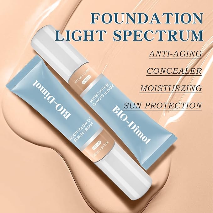 CC Cream Foundation, Lightweight Moisturize Natural Coverage Makeup, Self-Adjusting Color Changing Foundation & Color Corrector Cosmetics, Travel Size Waterproof Skin-2PCS 30ml