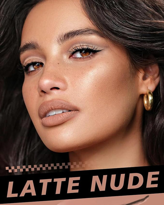 Nude Lipstick Long Lasting, Matte Liquid Lipsticks for Women Non Transfer Smudgeproof Smooth and Easy to Appy Cruelty Free Lip Color, M61 Latte Nude