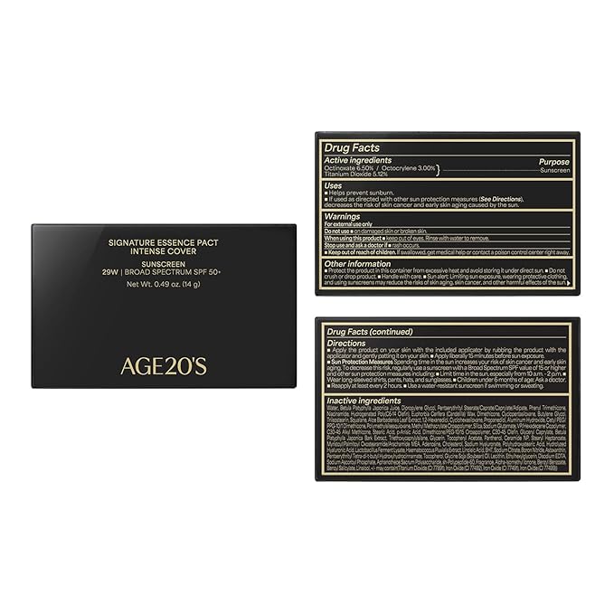 AGE20'S Signature Essence Pact SPF 50+ | Pack of 1 | 29W CARAMEL | Cream Foundation, Dewy Finish, Natural Coverage | Korean Cushion Foundation