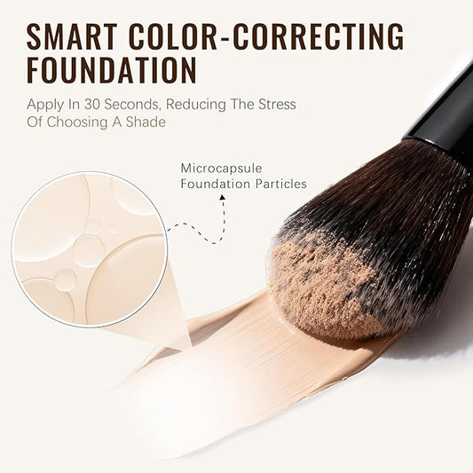 2-in-1 Color Changing Foundation, Long-Lasting, Waterproof, Sweat-Proof, Lightweight, Medium to Full Coverage, Natural Look for All Skin Types (1 Fl Oz (Pack of 2))