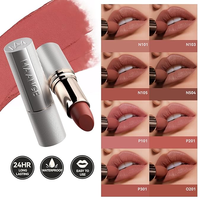 MAANGE Lipstick, Matte Lipstick Long Lasting Transfer-Proof Waterproof & Hydrating Lip Makeup, Full Coverage for a Nourishing Pout,1 Count-N103