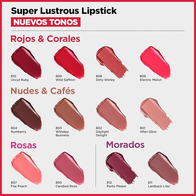 Revlon Super Lustrous Lipstick, Creamy Formula For Soft, Fuller-Looking Lips, Moisturized Feel, 801 After Glow, 0.15 oz