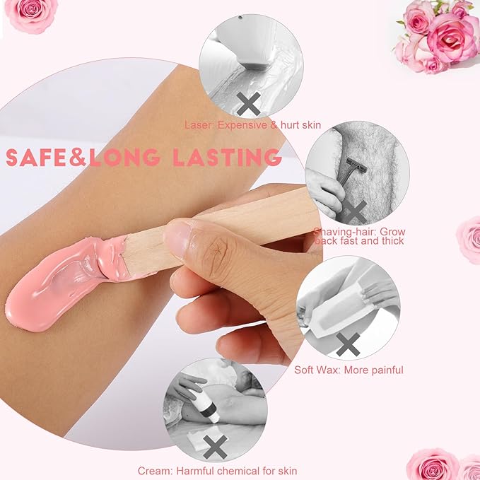 4.8lb Bulk Hard Wax Beads for Hair Removal and Brazilian Full-Body Waxing, Gentle on Sensitive Skin, Bikini Face Leg Underarm Back Chest, Fine and Coarse hair, At-Home and Professional Salon Use, Pink