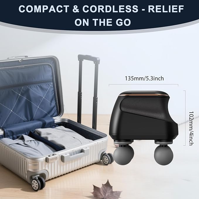 4 Head Massage Gun Deep Tissue, Mini Percussion Muscle Massage Gun for Pain Relief, Portable Electric Muscle Massager with 5 Speeds, 3 Attachments, USB Rechargeable - Ideal Gift for Men & Women