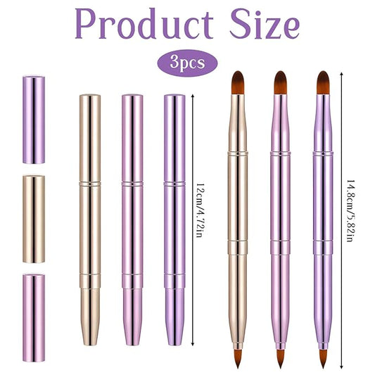 3 Pack Retractable Lip Brush for Lipstick Lip-Gloss Professional Double-ended Lip Makeup Brush Retractable-Lip Brushes Travel Lip-Makeup Brushes Set for Lipstick-Lip Gloss Eyeshadow Include Lid