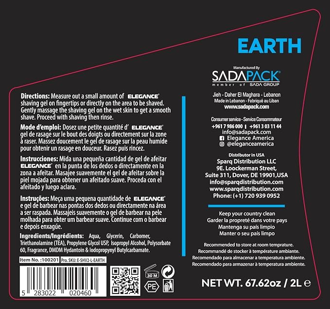 E Elegance Barber Accessories - Transparent Shaving Gel For Men Or Women, Aquatic/Acive Earth Fragrance - The Ultimate Shaving Solution For A Smooth, Irritation-Free Experience, 4.2 Pounds