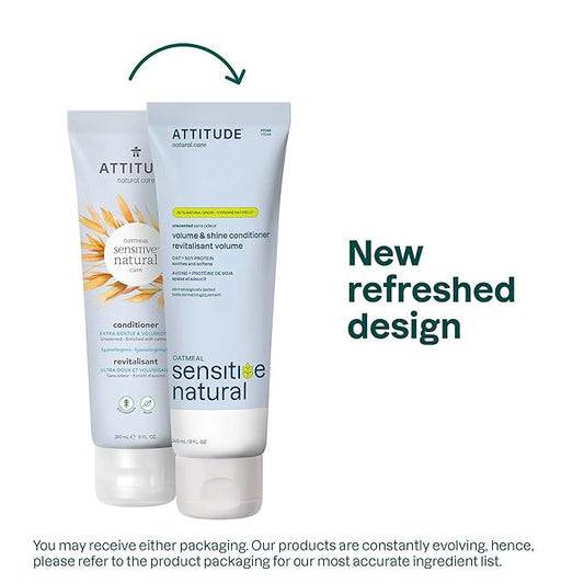 ATTITUDE Extra Gentle Hair Conditioner for Sensitive Dry Scalp, Soothing Oat, Naturally Derived Ingredients, Dermatologically Tested, Vegan Detangler, 8 Fl Oz (Pack of 6)