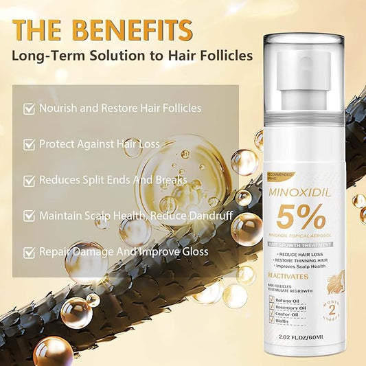 Minoxidil for Men and Women, Hair Growth Biotin Serum with Batana and Rosemary for Hair Beard Regrowth Treatments Extra Strength Hair Loss Solution, Clinically Proven to Regrow Thicker