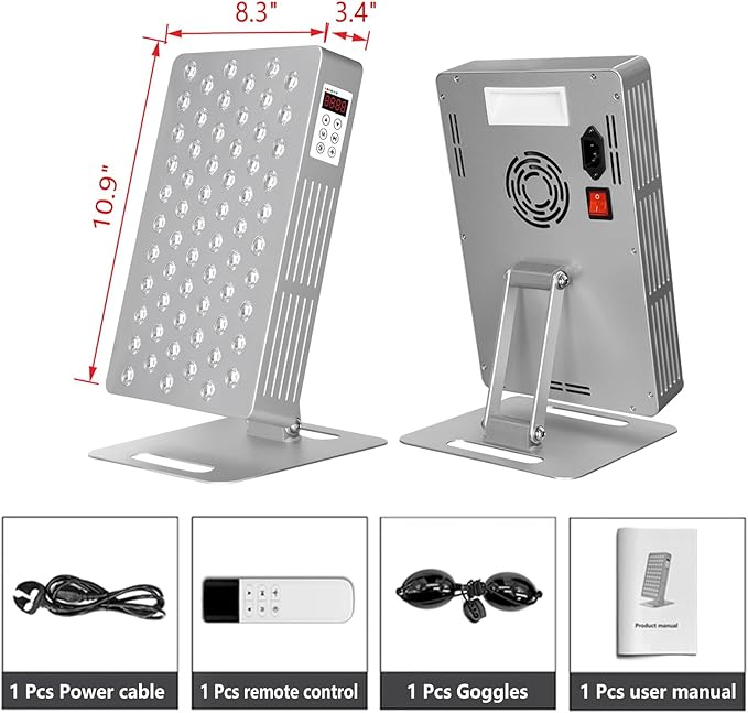 Red Light Therapy for Face and Body - Infrared Red Light Therapy Panel with Stand, 5 Wavelength - 63 LED 660nm Red Light & 850nm Near Infrared Light Therapy Lamp at-Home Device