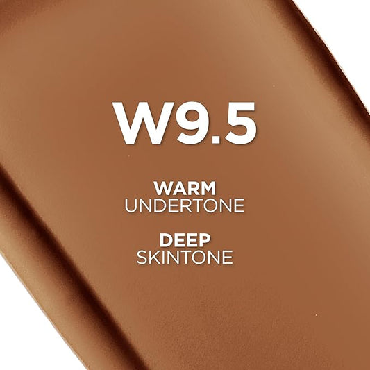 L'Oreal Paris True Match Super-Blendable Foundation, Medium Coverage Liquid Foundation Makeup, W9.5, Deep, 1 Fl Oz