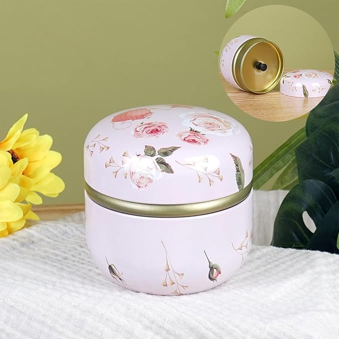 Body Powder Puff and Container for Dusting Powder, Women Powder Puff and Powder Case for Bath and Travel (Romantic Flowers)