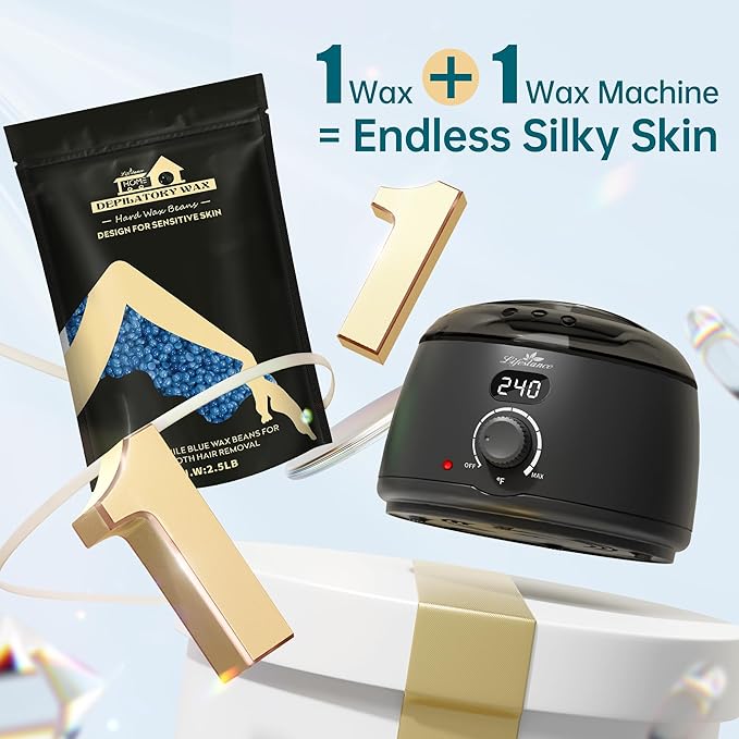 Lifestance 2.5lb Wax Beads Kit, Chamomile Hard Wax Beans For Hair Removal Brazilian Bikini Face, Painless Waxing for Fine Coarse Hair Women Men Large Refill for Wax Warmers at Home