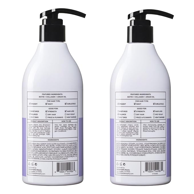Biotin with Argan Oil & Vitamin B7 Shampoo & Conditioner Set, Gluten-free, Sulfate-free, Paraben-free