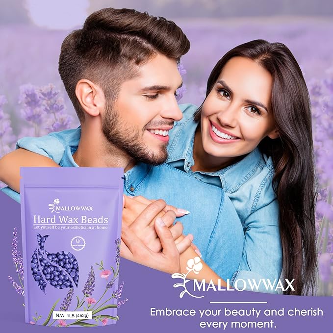 Hard Wax Beads, Wax Beans for Hair Removal, Natural Lavender, Stripless, Coarse Body Hair Specific - Ideal for Bikini, Brazilian, Legs, Underarms, Chest, 16 Ounce